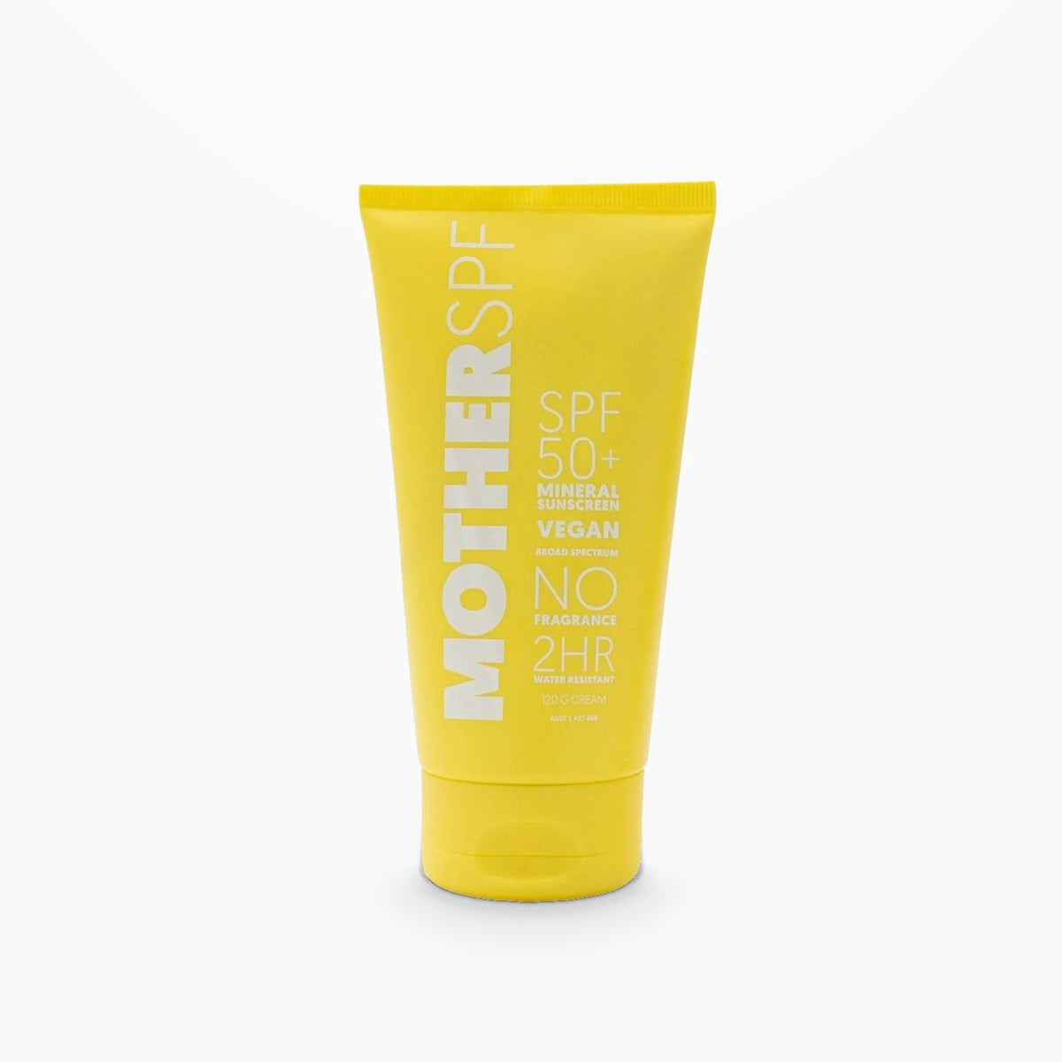 Mother SPF Face & Body SPF50+ mineral sunscreen – 120g yellow tube